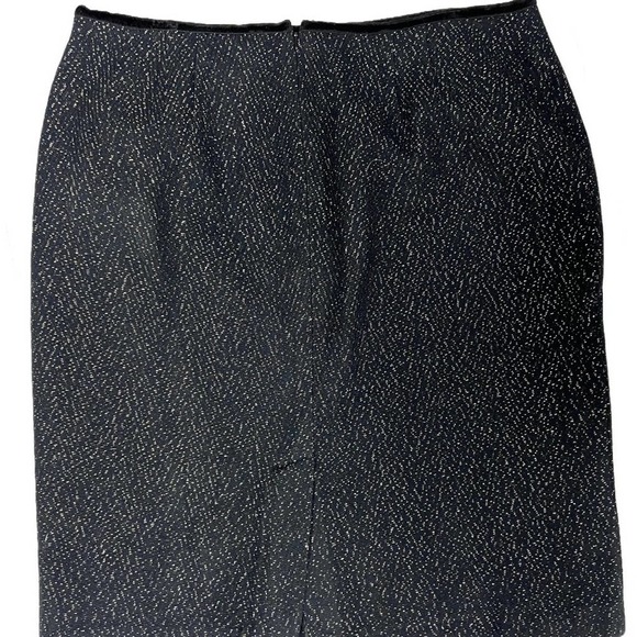 Talbots 16 Black & Gold  wool Pencil Skirt 25" Long Knee Length - Picture 1 of 4
